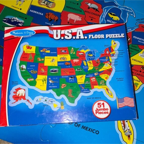 Melissa & Doug USA Extra Large Floor Puzzle 51 Pieces-Agesd 6+-GUC - Picture 7 of 7